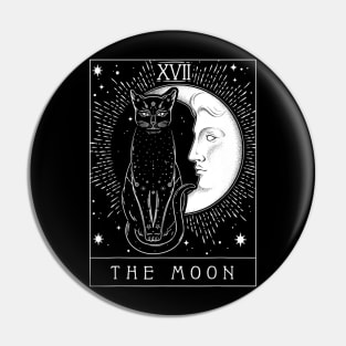 Tarot Card Crescent Moon And Cat Graphic T shirt Pin