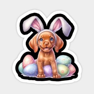 Puppy Vizsla Bunny Ears Easter Eggs Happy Easter Day Magnet