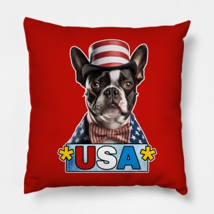 Boston Terrier USA Pillow