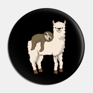 Sloth Riding Llama Adorable Fluffy Lama & Sloth Pin