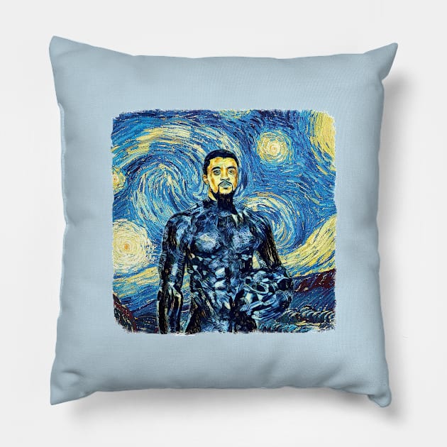 Black panther Van Gogh Style Pillow by todos