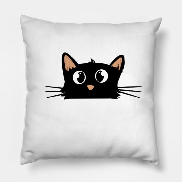 Funny and cute black cat Pillow by Rishirt