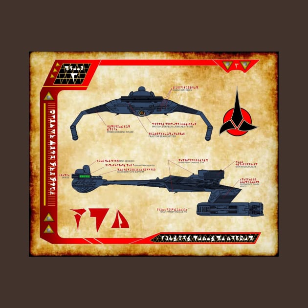 Classic Movie Bad Guy Battle Cruiser Parchment Blueprint Profile by Starbase79