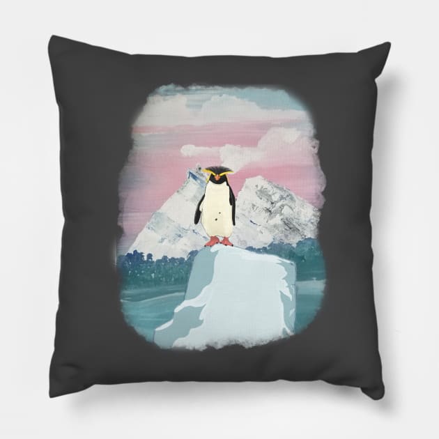 Penguin on not-so-thin ice Pillow by Fishwhiskerz