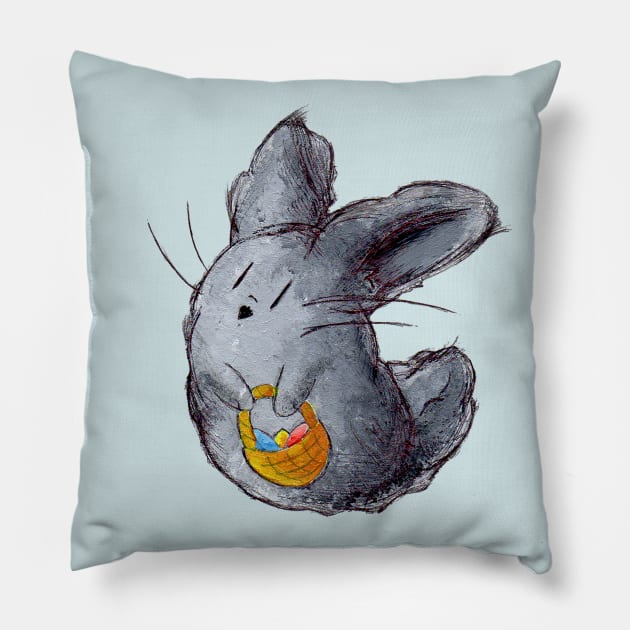 Dusty Easter Bunny Pillow by KristenOKeefeArt