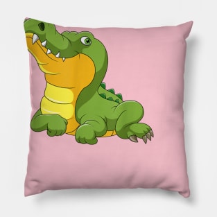 funny crocodile cartoon Pillow