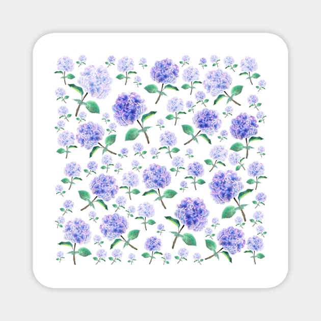 purple blue hydrangea pattern Magnet by colorandcolor