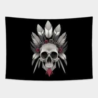 skull with feathers Tapestry