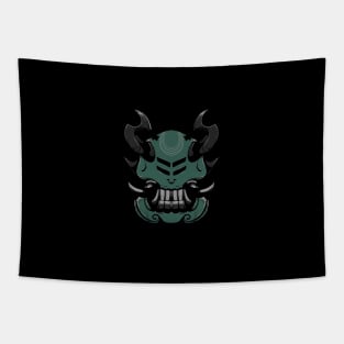 illustration of a horned oni with beast claws background Tapestry