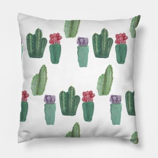 Watercolor Cactus Neck Gatier Cactus Flowers Pillow