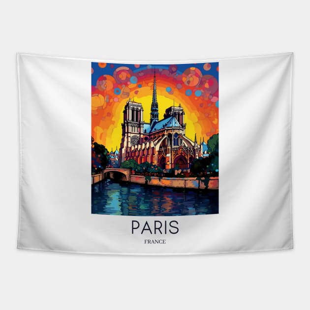 Paris Notre Dame Pop Art France Tapestry by Studio Red Koala