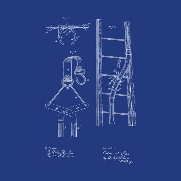 Mode for Securing Fire Hose on a Ladder Vintage Patent Hand Drawing by TheYoungDesigns