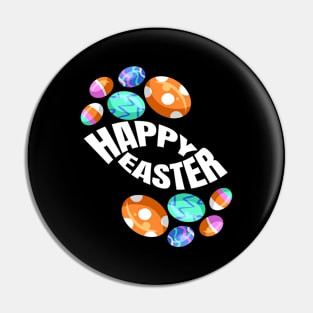 A Set of Colorful Easter Eggs for a Happy Easter Pin