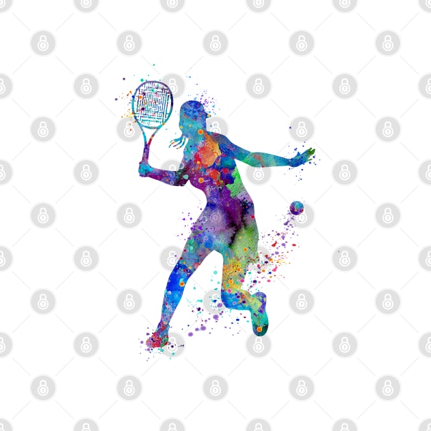 Girl Tennis Player Colorful Watercolor by LotusGifts