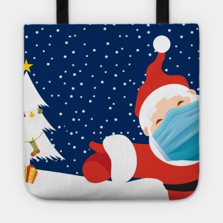 Funny Christmas Santa in Face Mask Tote