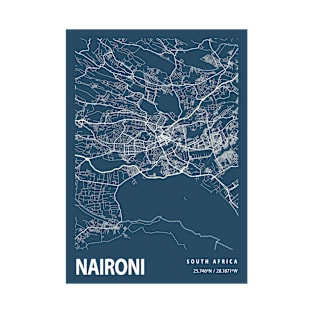 Naironi Blueprint Street Map, Naironi Colour Map Prints T-Shirt