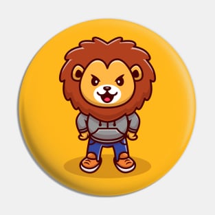 Cute Lion Mascot Cartoon Pin