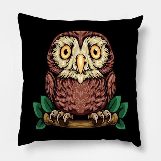 Drawing of an owl Pillow by Modern Medieval Design