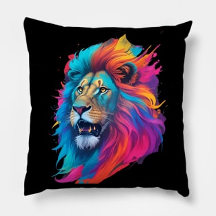 Colorful Lion Art Pillow