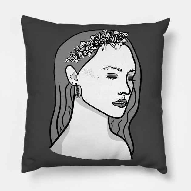 Tiara Flower Crown Girl Pillow by LozzieElizaDesigns