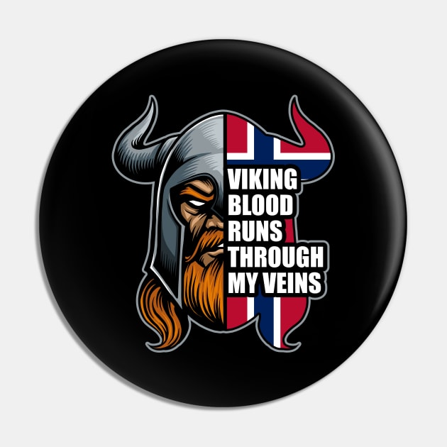 Norway Vikings Viking Blood Runs Through My Veins Pin by RadStar