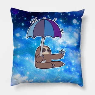 Sloth Umbrella Night Sky Pillow