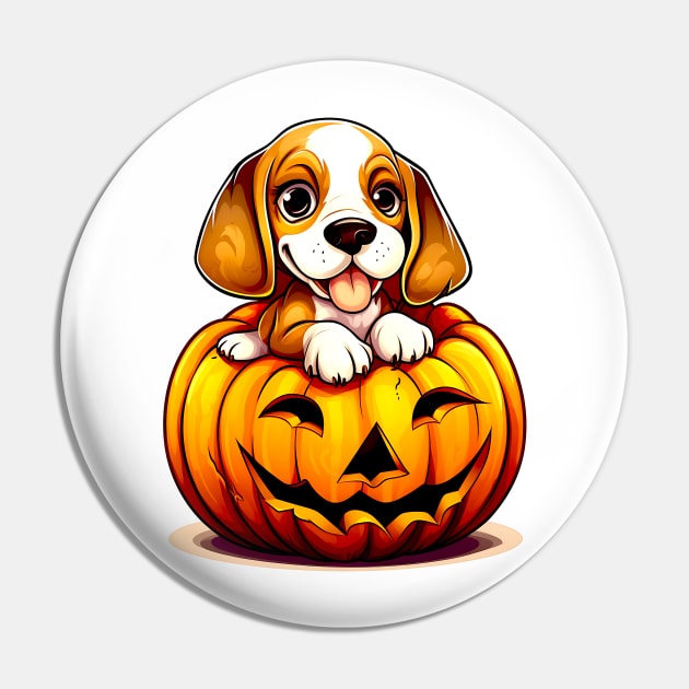 Beagle Dog inside Pumpkin #2 Pin by Chromatic Fusion Studio