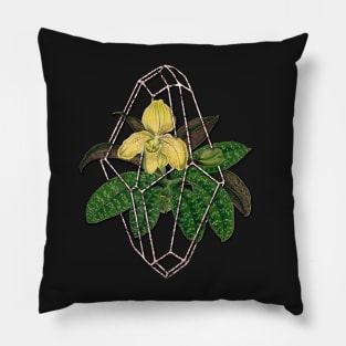 Slipper orchid in Geometric terrarium Pillow