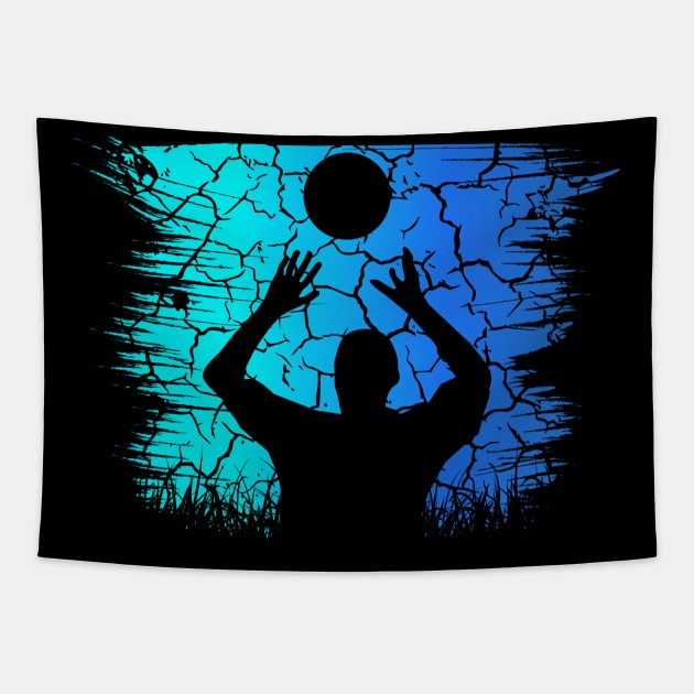 Travel back in time with beach volleyball - Retro Sunsets shirt featuring a player! Tapestry by Gomqes