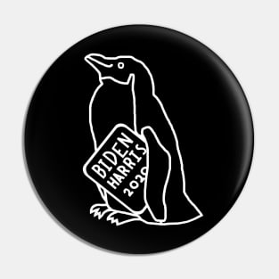 Whiteline Penguin with Biden Harris Sign Pin