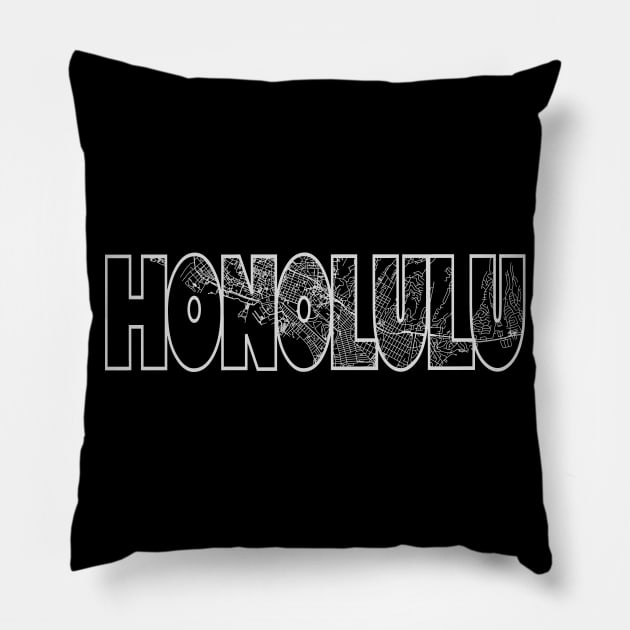 Honolulu Street Map Pillow by thestreetslocal