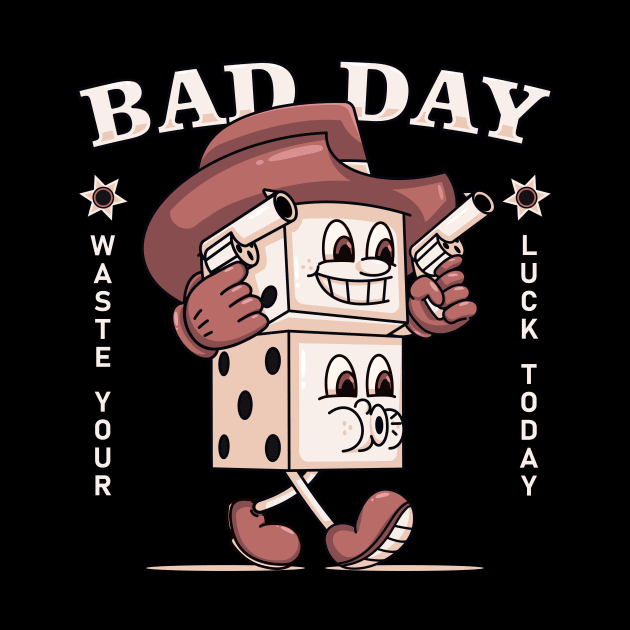 Bad day, retro cartun dice cowboy mascot by Vyndesign