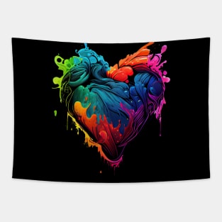 Heartshaped heart in neon colors Tapestry