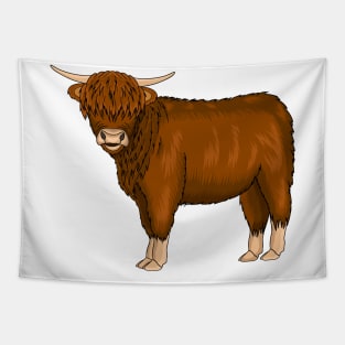 Highland cow cartoon illustration Tapestry