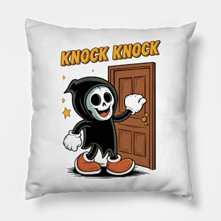 Funny Grim Reaper Knocking On A Door Pillow