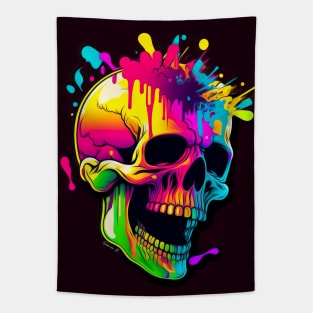 Colorful melting Skull head design #10 Tapestry