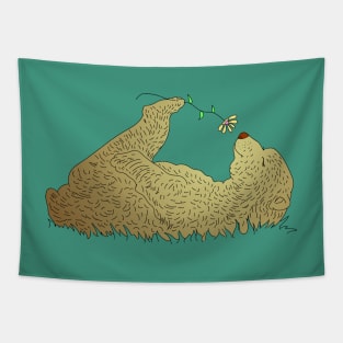 Summer Time Bear Flower Tapestry