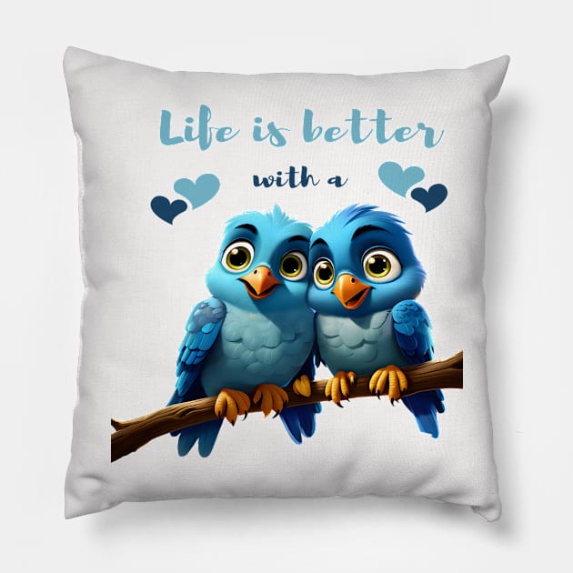 Whimsical Blue Birds: A Disney-Inspired Delight Pillow by ShopFusion