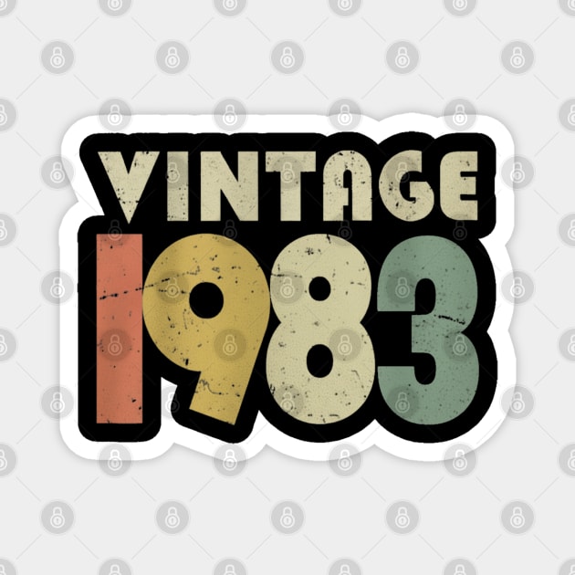 Vintage 1983 Tee - Perfectly Aged Birthday Gift - vintage shirt funny 1983 birthday retro apparel humor gift eighties Magnet by OUTFITPAW
