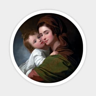 Mother and child hugging, painting by Benjamin West Magnet