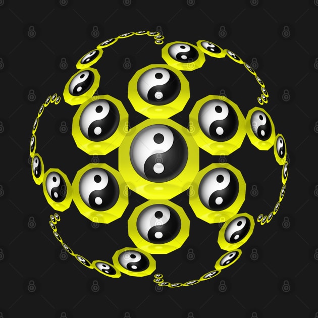 Yin Yang Design - Yellow Color with a Ball Effect by The Black Panther