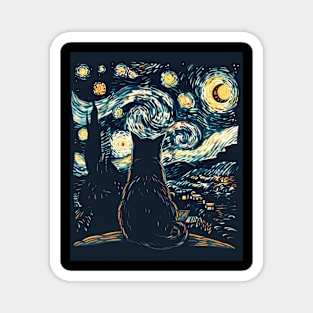 Cat Starry Night Celestial Journeys Magnet