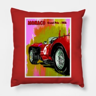 Monaco Vintage 1956 Grand Prix Auto Racing Psychedelic Print Pillow