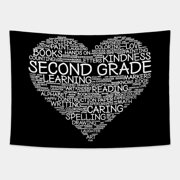 Second Grade Word Heart T-Shirt 2nd Grade Student Teacher Tapestry by Alita Dehan