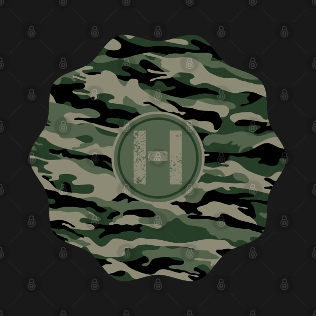 Monogram Initial Letter H Military Army Camouflage by MintaApparel