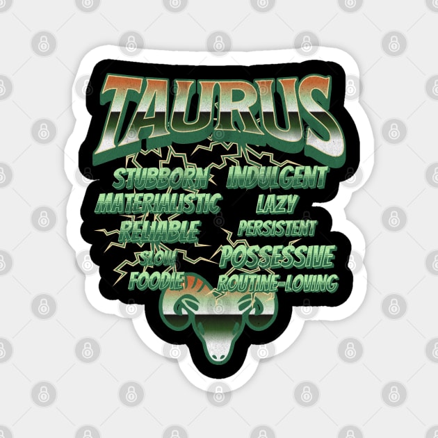 Taurus Retro 90s Band Zodiac Birthday Traits Lightning Magnet by Lavender Celeste