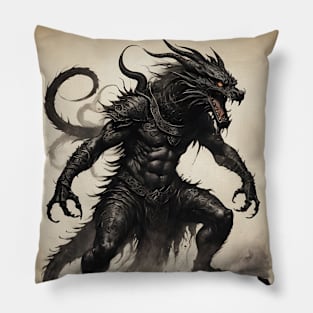 Demon with Open Mouth and Claws Pillow