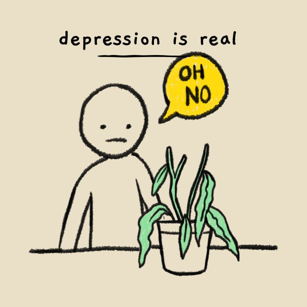 Depression is Real Houseplant by Sunshine&Revolt