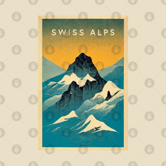 Swiss Alps Retro Travel by Retro Travel Design