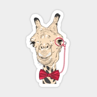 Giraffe hipster in eyeglasses and bowtie Magnet